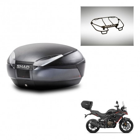 SHAD Baul SH48 + soporte montaje parrilla superior DARK GREY PREMIUM KIT-446044