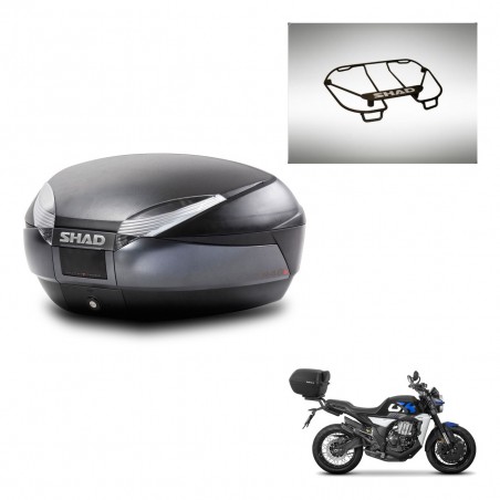 SHAD Baul SH48 + soporte montaje parrilla superior DARK GREY PREMIUM KIT-446060