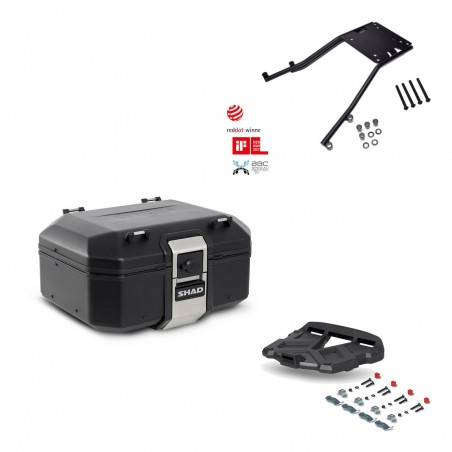 SHAD Baul trasero + parrilla soporte montaje TR37 TERRA BLACK EDITION KIT-449082