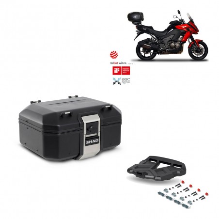 SHAD Baul trasero + parrilla soporte montaje TR37 TERRA BLACK EDITION KIT-449110