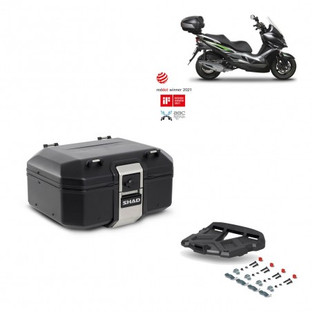 SHAD Baul trasero + parrilla soporte montaje TR37 TERRA BLACK EDITION KIT-449112