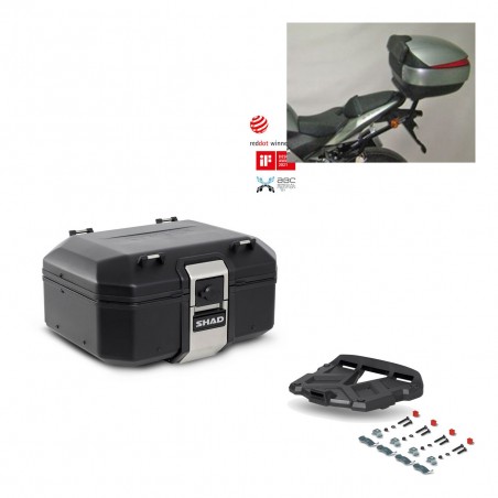 SHAD Baul trasero + parrilla soporte montaje TR37 TERRA BLACK EDITION KIT-449124