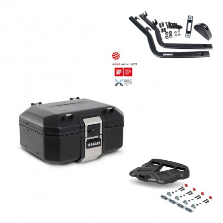 SHAD Baul trasero + parrilla soporte montaje TR37 TERRA BLACK EDITION KIT-449132