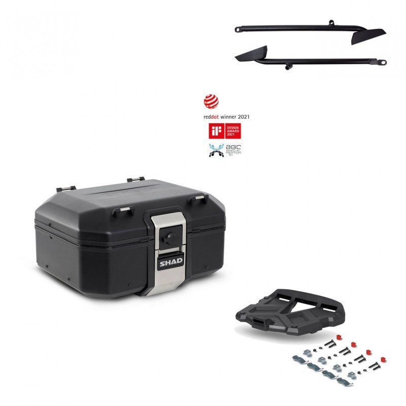 SHAD Baul trasero + parrilla soporte montaje TR37 TERRA BLACK EDITION KIT-449134