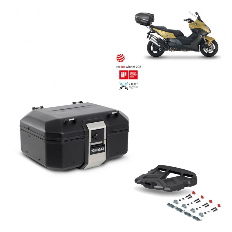 SHAD Baul trasero + parrilla soporte montaje TR37 TERRA BLACK EDITION KIT-449164