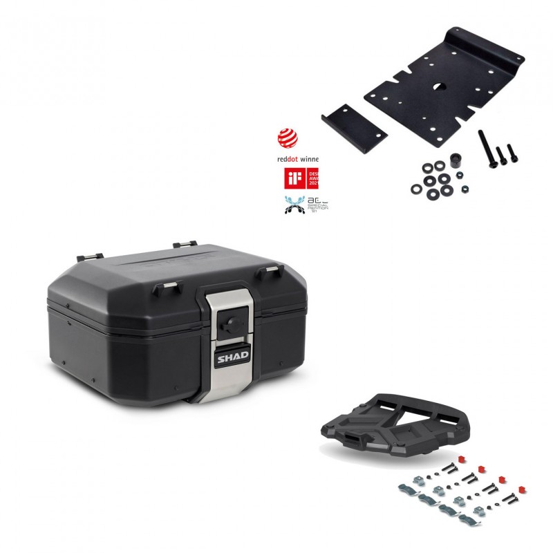 SHAD Baul trasero + parrilla soporte montaje TR37 TERRA BLACK EDITION KIT-449180