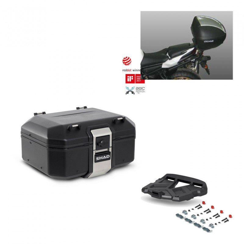 SHAD Baul trasero + parrilla soporte montaje TR37 TERRA BLACK EDITION KIT-449184