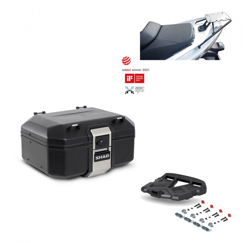 SHAD Baul trasero + parrilla soporte montaje TR37 TERRA BLACK EDITION KIT-449198