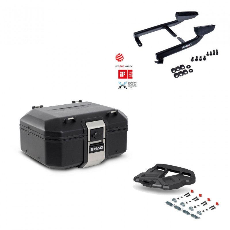 SHAD Baul trasero + parrilla soporte montaje TR37 TERRA BLACK EDITION KIT-449204