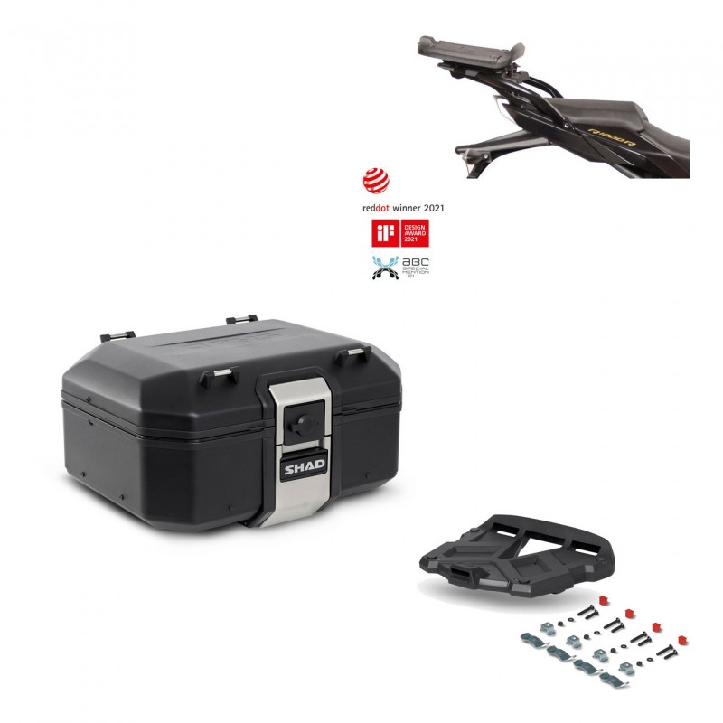 SHAD Baul trasero + parrilla soporte montaje TR37 TERRA BLACK EDITION KIT-449214