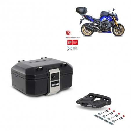 SHAD Baul trasero + parrilla soporte montaje TR37 TERRA BLACK EDITION KIT-449234