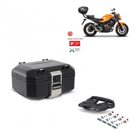 SHAD Baul trasero + parrilla soporte montaje TR37 TERRA BLACK EDITION KIT-449244