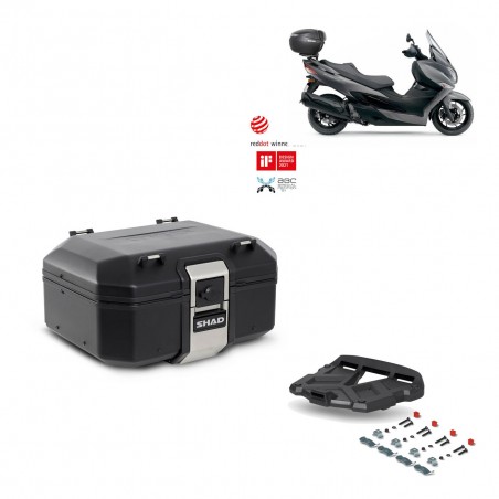SHAD Baul trasero + parrilla soporte montaje TR37 TERRA BLACK EDITION KIT-449280