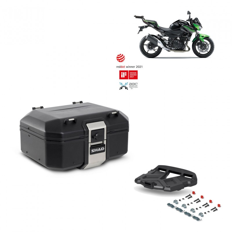 SHAD Baul trasero + parrilla soporte montaje TR37 TERRA BLACK EDITION KIT-449342