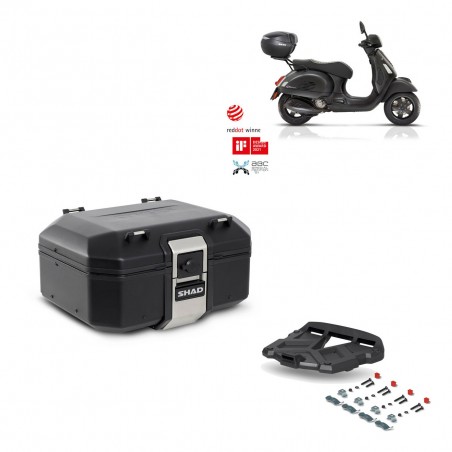 SHAD Baul trasero + parrilla soporte montaje TR37 TERRA BLACK EDITION KIT-449344