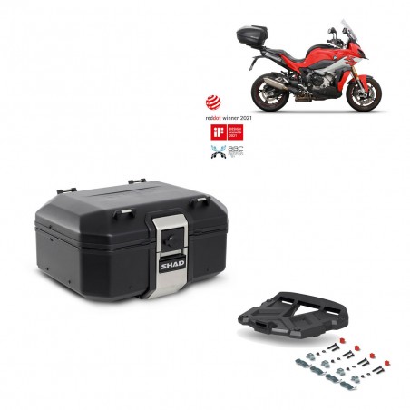 SHAD Baul trasero + parrilla soporte montaje TR37 TERRA BLACK EDITION KIT-449382