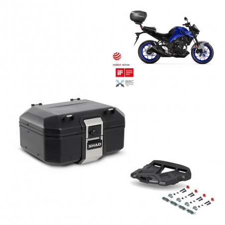 SHAD Baul trasero + parrilla soporte montaje TR37 TERRA BLACK EDITION KIT-449384