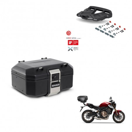 SHAD Baul trasero + soporte montaje parrilla TR37 TERRA BLACK EDITION KIT-449394