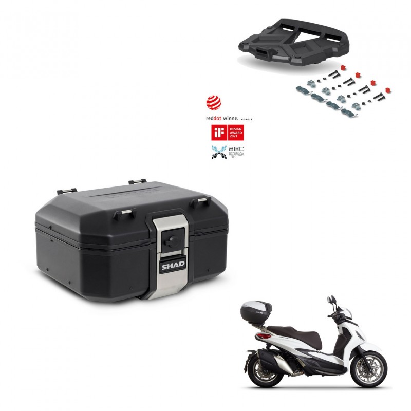 SHAD Baul trasero + soporte montaje parrilla TR37 TERRA BLACK EDITION KIT-449400