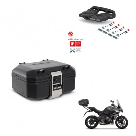 SHAD Baul trasero + soporte montaje parrilla TR37 TERRA BLACK EDITION KIT-449426