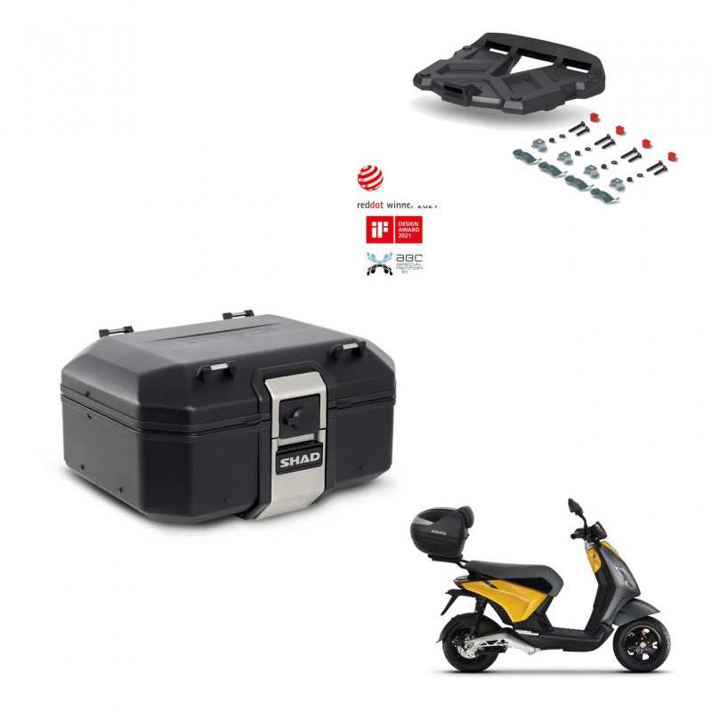 SHAD Baul trasero + soporte montaje parrilla TR37 TERRA BLACK EDITION KIT-449430