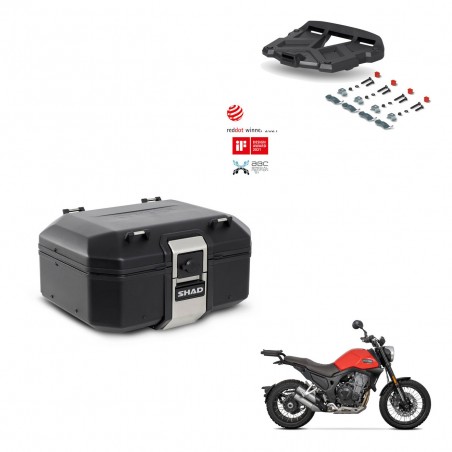 SHAD Baul trasero + soporte montaje parrilla TR37 TERRA BLACK EDITION KIT-449436