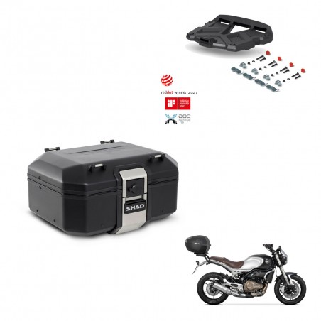 SHAD Baul trasero + soporte montaje parrilla TR37 TERRA BLACK EDITION KIT-449452