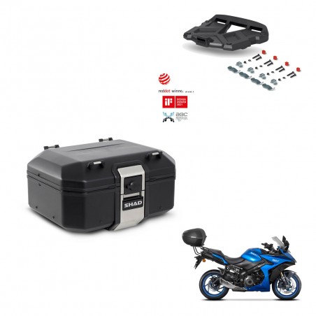 SHAD Baul trasero + soporte montaje parrilla TR37 TERRA BLACK EDITION KIT-449454