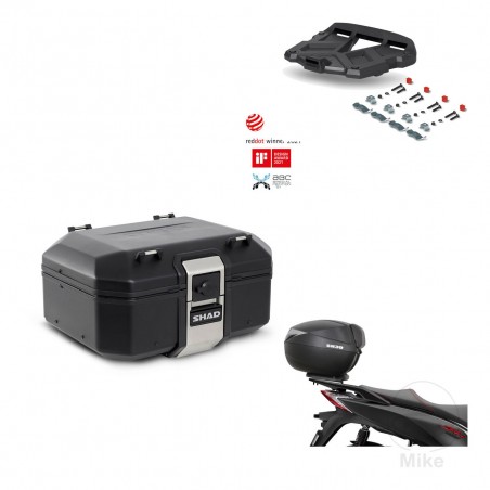 SHAD Baul trasero + soporte montaje parrilla TR37 TERRA BLACK EDITION KIT-449468