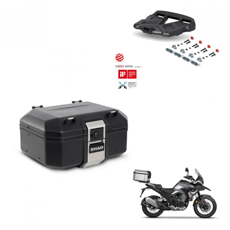 SHAD Baul trasero + soporte montaje parrilla TR37 TERRA BLACK EDITION KIT-449478