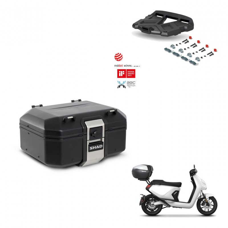 SHAD Baul trasero + soporte montaje parrilla TR37 TERRA BLACK EDITION KIT-449480