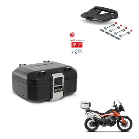 SHAD Baul trasero + soporte montaje parrilla TR37 TERRA BLACK EDITION KIT-449492