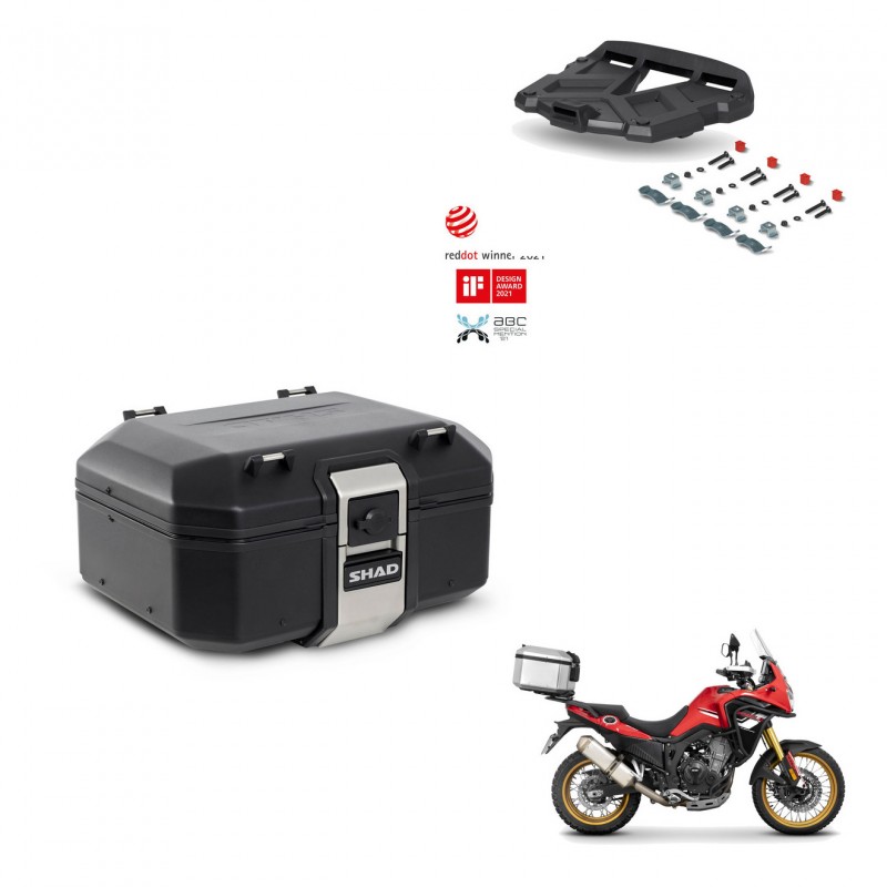 SHAD Baul trasero + soporte montaje parrilla TR37 TERRA BLACK EDITION KIT-449502