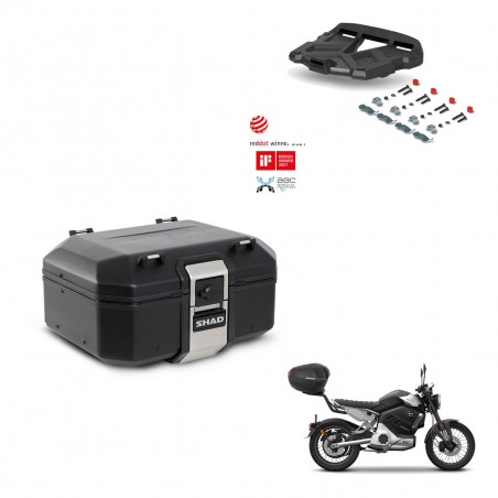 SHAD Baul trasero + soporte montaje parrilla TR37 TERRA BLACK EDITION KIT-449506
