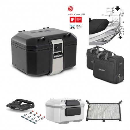 SHAD Baul trasero + parrilla soporte montaje accesorios TR48 TERRA BLACK EDITION KIT-450038