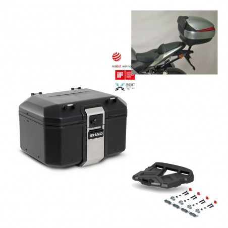 SHAD Baul trasero + parrilla soporte montaje TR48 TERRA BLACK EDITION KIT-450062