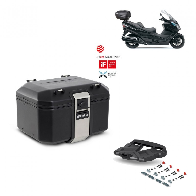 SHAD Baul trasero + parrilla soporte montaje TR48 TERRA BLACK EDITION KIT-450223