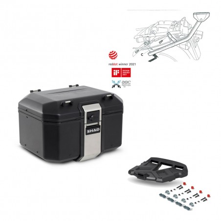 SHAD Baul trasero + parrilla soporte montaje TR48 TERRA BLACK EDITION KIT-450292