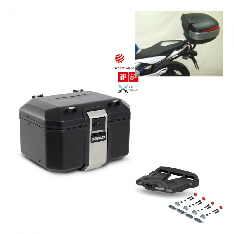 SHAD Baul trasero + parrilla soporte montaje TR48 TERRA BLACK EDITION KIT-450315