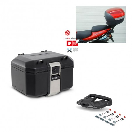 SHAD Baul trasero + parrilla soporte montaje TR48 TERRA BLACK EDITION KIT-450407