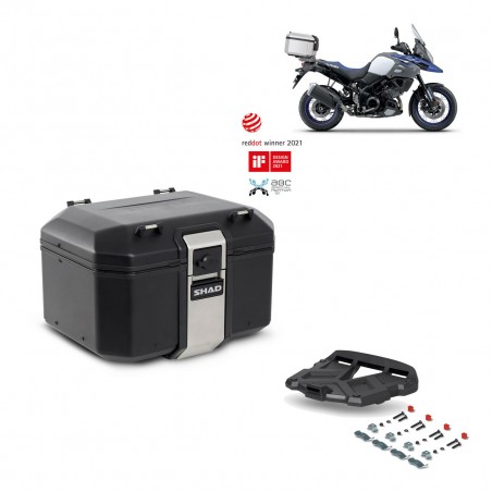 SHAD Baul trasero + parrilla soporte montaje TR48 TERRA BLACK EDITION KIT-450453