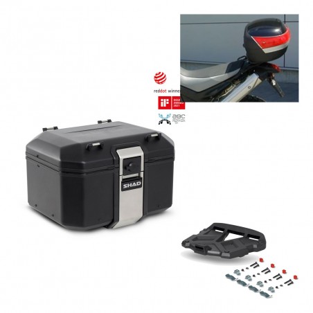 SHAD Baul trasero + parrilla soporte montaje TR48 TERRA BLACK EDITION KIT-451028