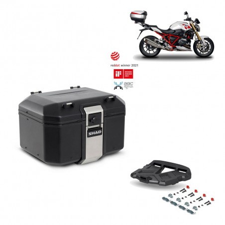 SHAD Baul trasero + parrilla soporte montaje TR48 TERRA BLACK EDITION KIT-451074