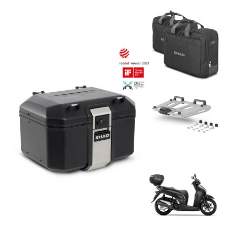 SHAD Baul trasero + soporte montaje parrilla accesorios TR48 TERRA BLACK EDITION KIT-452803