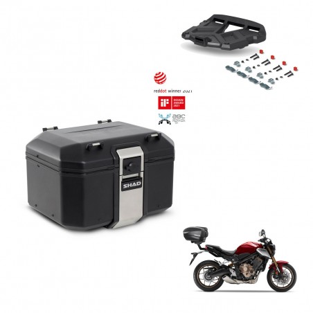 SHAD Baul trasero + soporte montaje parrilla TR48 TERRA BLACK EDITION KIT-453167