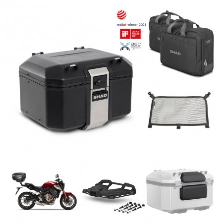 SHAD Baul trasero + soporte montaje parrilla accesorios TR48 TERRA BLACK EDITION KIT-453182