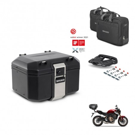 SHAD Baul trasero + soporte montaje parrilla accesorios TR48 TERRA BLACK EDITION KIT-453186