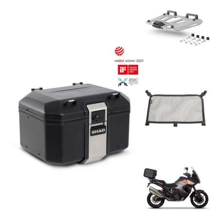 SHAD Baul trasero + soporte montaje parrilla accesorios TR48 TERRA BLACK EDITION KIT-453192