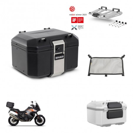 SHAD Baul trasero + soporte montaje parrilla accesorios TR48 TERRA BLACK EDITION KIT-453193