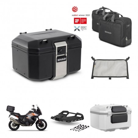 SHAD Baul trasero + soporte montaje parrilla accesorios TR48 TERRA BLACK EDITION KIT-453205